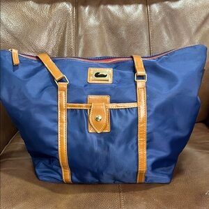 Dooney & Bourke Navy Tote with Tan Details